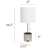 Hammered Metal Organizer Table Lamp with USB Charging Port and Fabric Shade