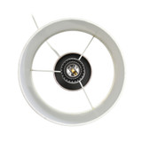 Hammered Metal Organizer Table Lamp with USB Charging Port and Fabric Shade