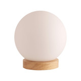 Light Accents Round Table Lamp Natural Wooden Base With Glass Shade
