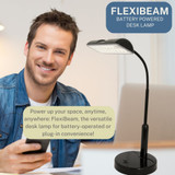 Light Accents Battery Powered Desk Lamp Super Bright LED's with Adjustable Metal Goose Neck (Black)