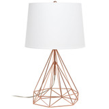 Geometric Wired Table Lamp with Fabric Shade