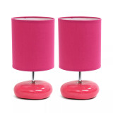 Simple Designs Stonies Small Stone Look Table Bedside Lamp 2 Pack Set