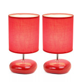 Simple Designs Stonies Small Stone Look Table Bedside Lamp 2 Pack Set