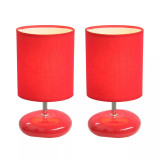 Simple Designs Stonies Small Stone Look Table Bedside Lamp 2 Pack Set