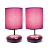 Simple Designs Stonies Small Stone Look Table Bedside Lamp 2 Pack Set