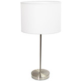 Brushed Nickel Stick Lamp with Fabric Shade