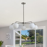 Modern American living room simple golden chandelier glass lamp shade 5 bulbs