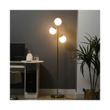 3-Light Modern Floor Lamps for Living Room, Tree Standing Lamp for Bedroom with Globe Lampshade, Steel Base, (Bulb not Included), Gold