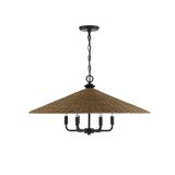 Eman 6-Light Pendant in Matte Black with Dark Rattan