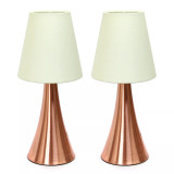 Simple Designs Valencia 2  Pack Mini Touch Table Lamp Set with Fabric Shades