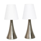 Simple Designs Valencia 2  Pack Mini Touch Table Lamp Set with Fabric Shades
