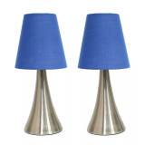 Simple Designs Valencia 2  Pack Mini Touch Table Lamp Set with Fabric Shades