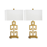 Set of 2 Greek Key Gold-Tone Table Lamps