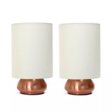 Simple Designs Gemini 2 Pack Mini Touch Table Lamp Set with Fabric Shades