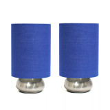 Simple Designs Gemini 2 Pack Mini Touch Table Lamp Set with Fabric Shades