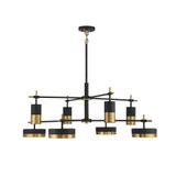 Ashor 8-Light LED Chandelier in Matte Black with Warm Brass Accents