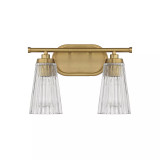 Chantilly 2-Light Bathroom Vanity Light with Clear Fluted Glass Shades (14" W x 10"H)