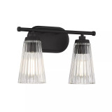 Chantilly 2-Light Bathroom Vanity Light with Clear Fluted Glass Shades (14" W x 10"H)