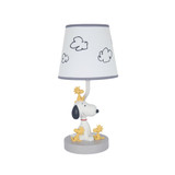 Classic Snoopy & Friends White/Gray Nursery Lamp with Shade & Bulb