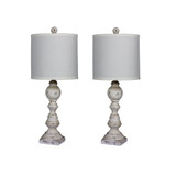 Distressed Balustrade Resin Table Lamps, Set of 2