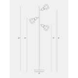 Robin LED Industrial Tree Floor Lamp with Metal Cage Shades
