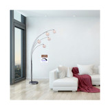 Manhattan Quan 84" 5-Arch Crystal Ball LED Floor Lamp with Dimmer
