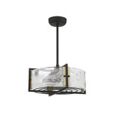 Hayward 4-Light Fan D'Lier in Matte Black with Warm Brass Accents