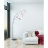 'Manhattan' 84" Modern 5-Arch Crystal Ball Floor Lamp with Dimmer