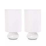 Simple Designs Gemini Colors 2 Pack Mini Touch Table Lamp Set with Fabric Shades