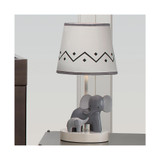 Me & Mama White/Gray Elephant Nursery Lamp with Shade & Bulb
