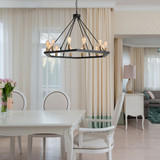 Modern American hexagonal black chandelier 12 bulbs
