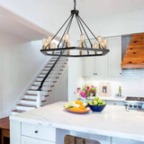 Modern American hexagonal black chandelier 12 bulbs
