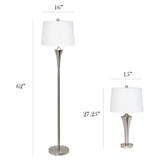 Elegant Designs Tapered 3 Pack Lamp Set 2 Table Lamps, 1 Floor Lamp with White Shades
