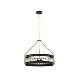 Edina 4-Light Pendant in Matte Black with Warm Brass Accents