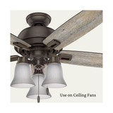 Ceiling Fan Light Covers - Shade Lamp Replacement Kit for Ceiling Fan Light Kits. Perfect for illuminating your home with clear glass shades. (4-Pack) / Ribbed