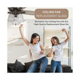 Ceiling Fan Light Covers - Clear Wave Glass Shade Lamp Replacement Kit for Ceiling Fan Light Kits. Perfect for illuminating your home with clear glass shade easy installation By (4-Pack)