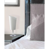 Mini Chrome Table Lamp with Angled Fabric Shade