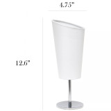 Mini Chrome Table Lamp with Angled Fabric Shade