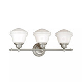 Huntley 3 Light Farmhouse Bathroom Vanity Wall Light Schoolhouse Glass