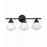 Huntley 3 Light Farmhouse Bathroom Vanity Wall Light Schoolhouse Glass