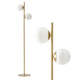 Sphere LED Modern Tree Floor Lamp with 2 Frosted Glass Globes