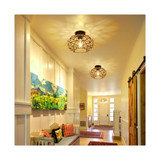 Hand Woven Rattan Flush Mount Light with Dimmable LED Bulb