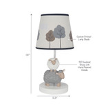 Baby Farm Grey/White Lamb/Sheep Nursery Lamp with Shade & Bulb