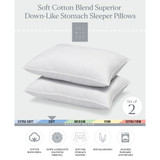 Superior Cotton Blend Shell Soft Density Stomach Sleeper Down Alternative Pillow, Standard - Set of 2