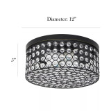 Elegant Designs Elipse Crystal 2 Light Round Ceiling Flush Mount