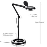 Lightview Pro LED Rolling Base Magnifier Floor Lamp (2.25x) 5 Diopter, Color Temperature Changing