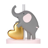 Eloise Pink/Gold Elephant and Heart Lamp & Shade with Bulb
