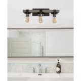 Elegant Designs Industrial Rustic Lantern Restored Wood Look 3 Light Bath Vanity