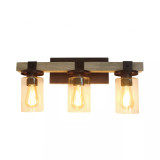 Elegant Designs Industrial Rustic Lantern Restored Wood Look 3 Light Bath Vanity