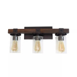 Elegant Designs Industrial Rustic Lantern Restored Wood Look 3 Light Bath Vanity
